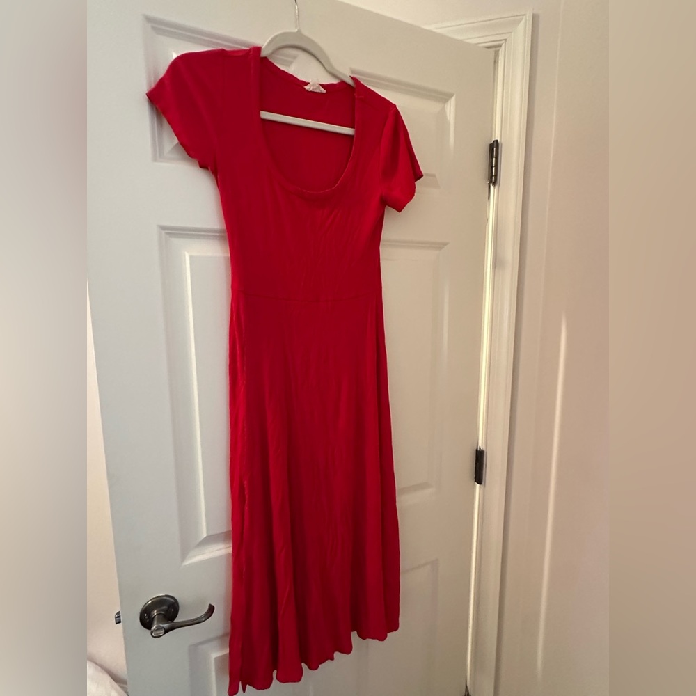 See You Monday Red Flutter Sleeve Fit and Flare Dress